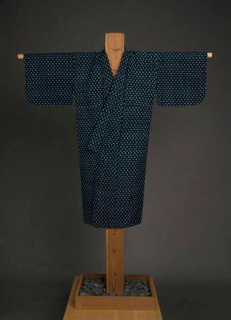 [Indigo blue and turquoise kasuri kimono]