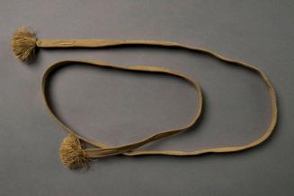 [Khaki braided objime cord with feather design]