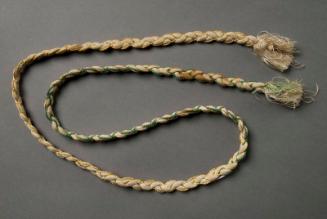 [Cream single braid obijime edged with green, yellow and gold]