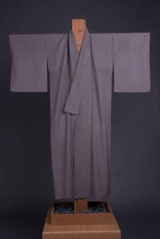 [Gray kimono with black pinstripes]