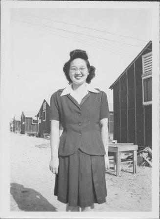 [Sakaye Nakatsuru in suit and eyeglasses, three-quarter portrait, Rohwer, Arkansas, April 28, 1945]