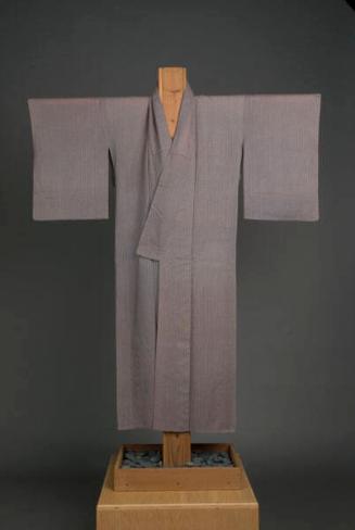 [Muted lavender kimono with grid and plus mark pattern]