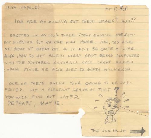 Letter from John (Sohei) Hohri to Harold Landon, dated October 6, 1941.