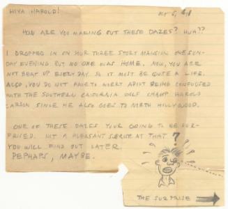 Letter from John (Sohei) Hohri to Harold Landon, dated October 6, 1941.
