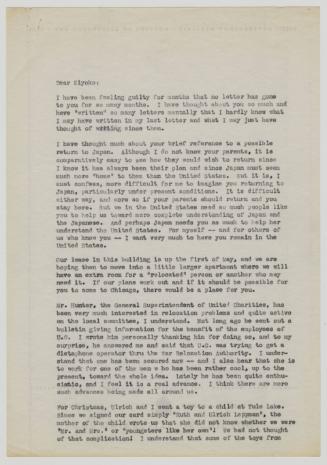 [ Letter to Kiyoko Oda from Ruth Leppman | Undated ]