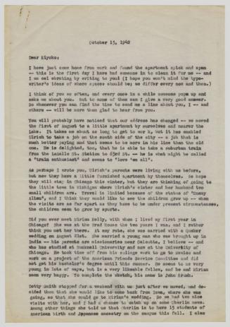 [ Letter to Kiyoko Oda from Ruth Leppman | October 13, 1942 ]