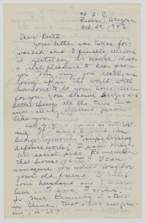 [ Letter to Ruth Leppman from Kiyoko Oda | October 24, 1942 ]