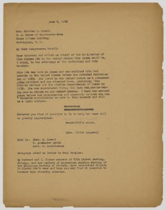 [ Letter to Representative Charles R. Howell from Mrs. Ruth Ulrich Leppman | June 4, 1952 ]