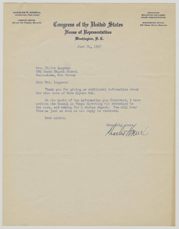 [ Letter to Ruth Leppman from Charles Howell | June 24, 1952 ]