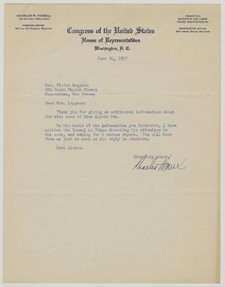 [ Letter to Ruth Leppman from Charles Howell | June 24, 1952 ]