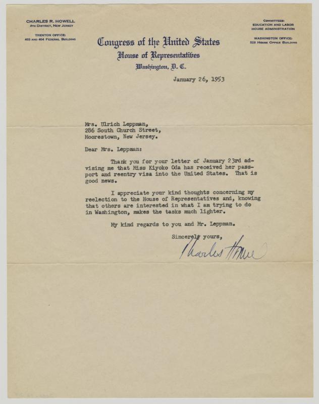 [ Letter to Ruth Leppman from Charles Howell | [1953] ]