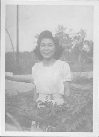 [Young woman in candy-striper apron, Rohwer, Arkansas, October 2, 1944]