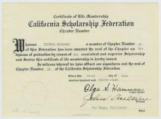 Certificate of Life Membership