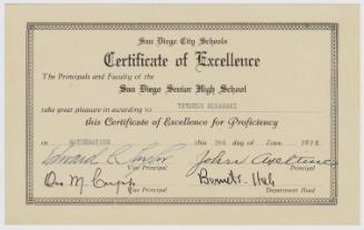 Certificate of Excellence in Mathematics