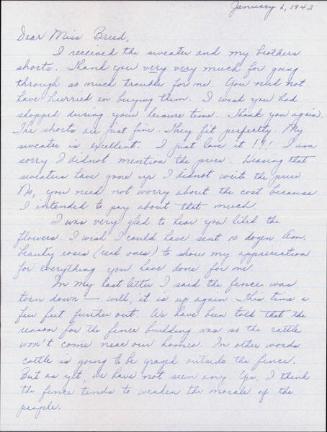 [Letter to Clara Breed from Louise Ogawa, Poston, Arizona, January 6, 1942]
