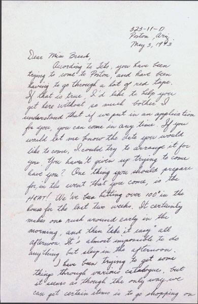 [Letter to Clara Breed from Fusa Tsumagari, Poston, Arizona, May 3, 1943]