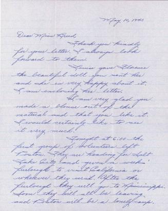 [Letters to Clara Breed from Margaret Ishino and Florence Ishino, Poston, Arizona, May 10, 1943]
