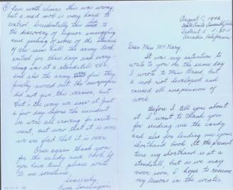 [Letter to Helen McNary from Fusa Tsumagari, Arcadia, California, August 9, 1942]