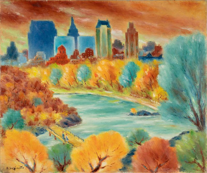 "New York Skyline from Central Park Lake"