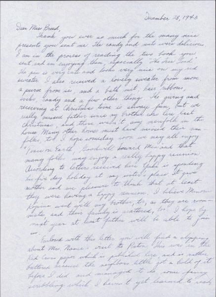 [Letter to Clara Breed from Fusa Tsumagari, Poston, Arizona, December 28, 1943]
