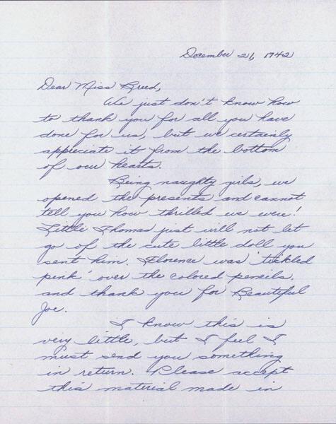 [Letter to Clara Breed from Margaret and Florence Ishino, Poston, Arizona, December 21, 1942]