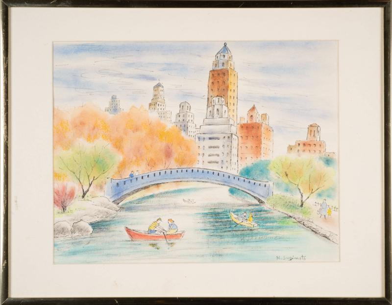 Central Park, Bridge and Rowboats