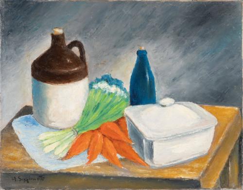 Still Life, Carrots and Leeks