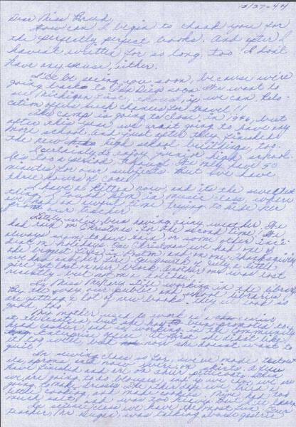 [Letter to Clara Breed from Katherine Tasaki, Poston, Arizona, December 27, 1944]