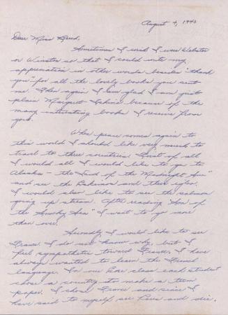 [Letter to Clara Breed from Margaret and Florence Ishino, Poston, Arizona, August 4, 1943]