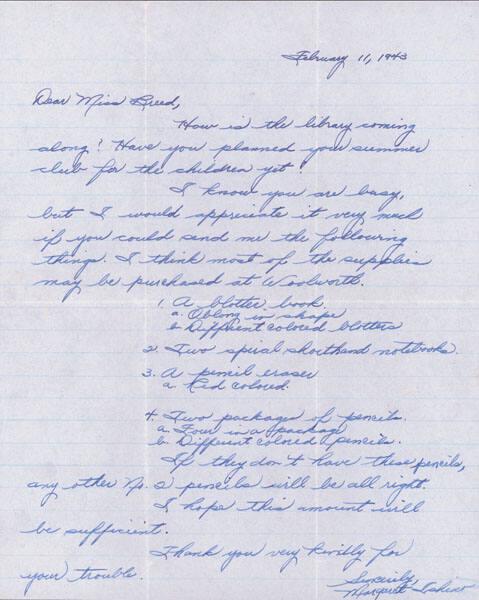 [Letter to Clara Breed from Margaret Ishino, Poston, Arizona, February 11, 1943]