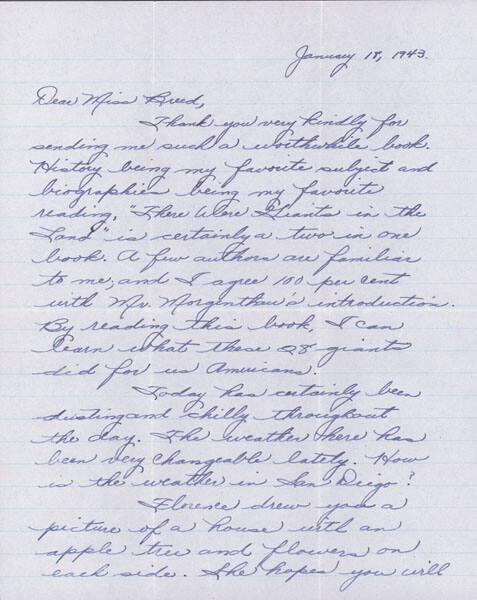 [Letter to Clara Breed from Margaret Ishino, Poston, Arizona, January 18, 1943]