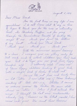 [Letter to Clara Breed from Louise Ogawa, Poston, Arizona, August 5, 1943]