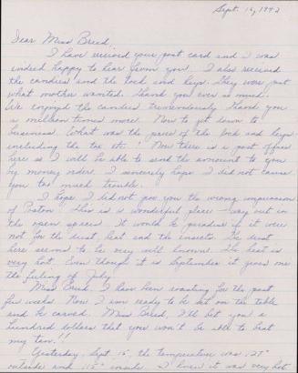 [Letter to Clara Breed from Louise Ogawa, Poston, Arizona, September 16, 1942]