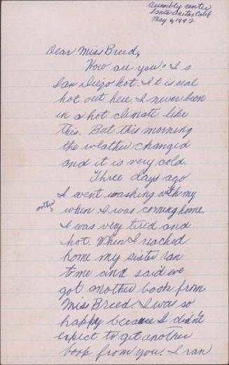 [Letter to Clara Breed from Elizabeth and Anna Kikuchi, Arcadia, California, May 6, 1942]