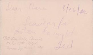 [Postcard to Clara Breed from Tetsuzo (Ted) Hirasaki, Arcadia, California, August 26, 1942]