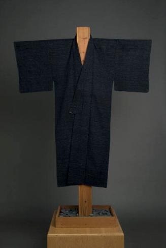 [Dark indigo blue kasuri kimono with konoko (fawn spot) pattern]