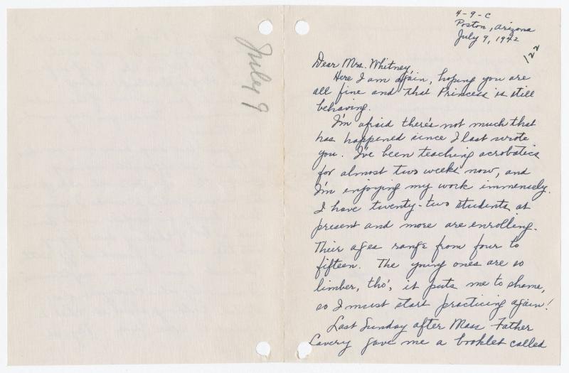 [ Letter to Mrs. Whitney from Louise Fukuda | July 9, 1942 ]