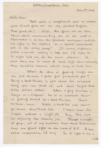 [ Letter to Masaji Iwate from Tatsumi Iwate, July 8, 1942 ]