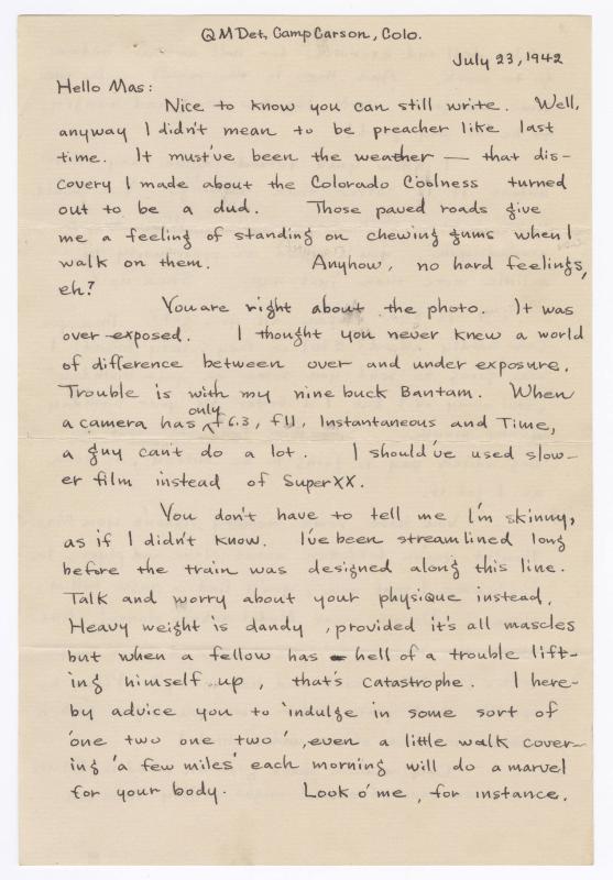 [ Letter to Masaji Iwate from Tatsumi Iwate, July 23, 1942 ]