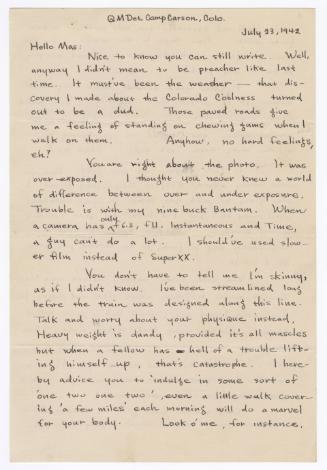 [ Letter to Masaji Iwate from Tatsumi Iwate, July 23, 1942 ]