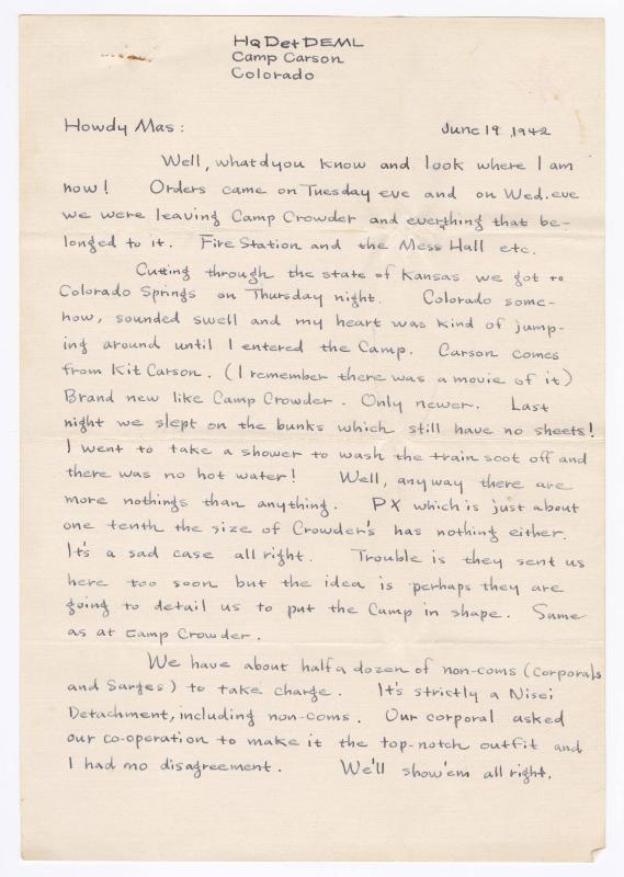 [ Letter to Masaji Iwate from Tatsumi Iwate, June 19, 1942 ]