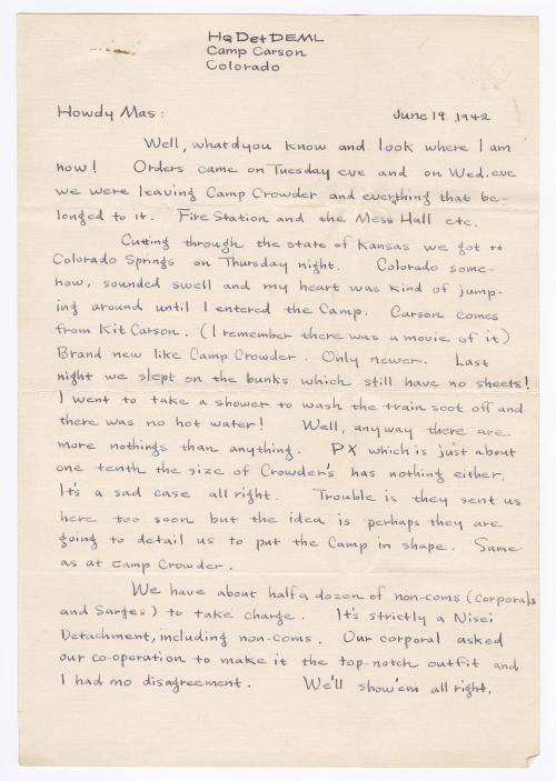 [ Letter to Masaji Iwate from Tatsumi Iwate, June 19, 1942 ]