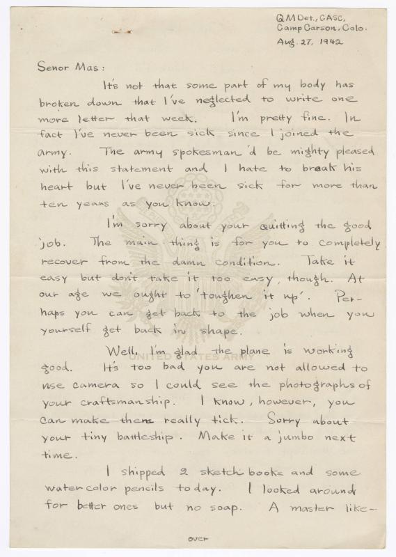 [ Letter to Masaji Iwate from Tatsumi Iwate, August 27, 1942 ]