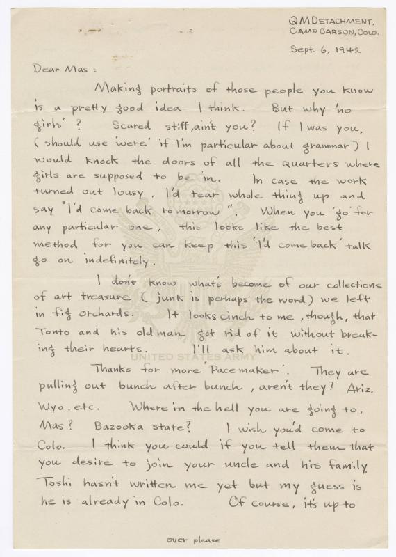 [ Letter to Masaji Iwate from Tatsumi Iwate, September 6, 1942 ]