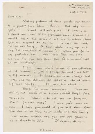 [ Letter to Masaji Iwate from Tatsumi Iwate, September 6, 1942 ]