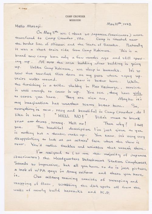 [ Letter to Masaji Iwate from Tatsumi Iwate, May 10, 1942 ]