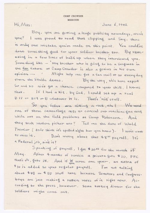 [ Letter to Masaji Iwate from Tatsumi Iwate, June 6, 1942 ]