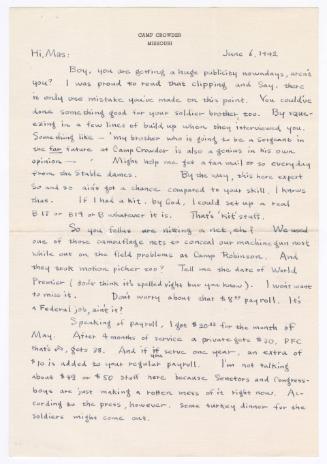 [ Letter to Masaji Iwate from Tatsumi Iwate, June 6, 1942 ]