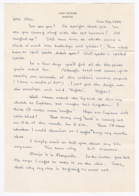 [ Letter to Masaji Iwate from Tatsumi Iwate, June 11, 1942 ]