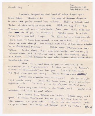 [ Letter to Masaji Iwate from Tatsumi Iwate, April 26, 1942 ]